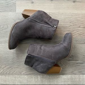 Diba Gray Suede Ankle Booties